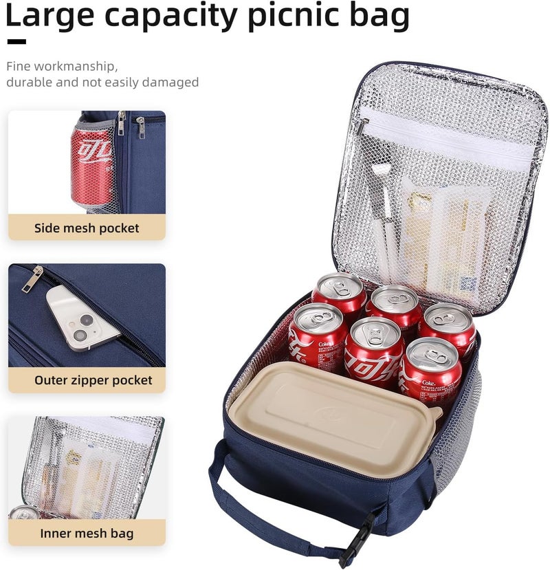 Lovoeo Lunch box Lunch bag for men women Insulated Lunchbox Lunch bags for Work Picnic Travel (Navy blue) - Image 4
